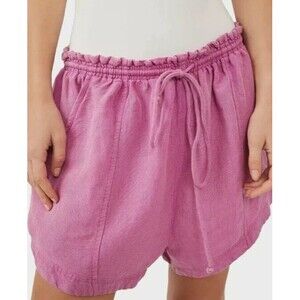 Free People S Shorts Mirella Linen Blend Drawstring Cinched Pink Plum Vacation